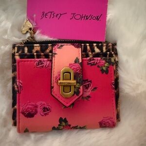 COPY - Betsey Johnson Leopard Floral Wallet with Gold Turn-Lock Closure
